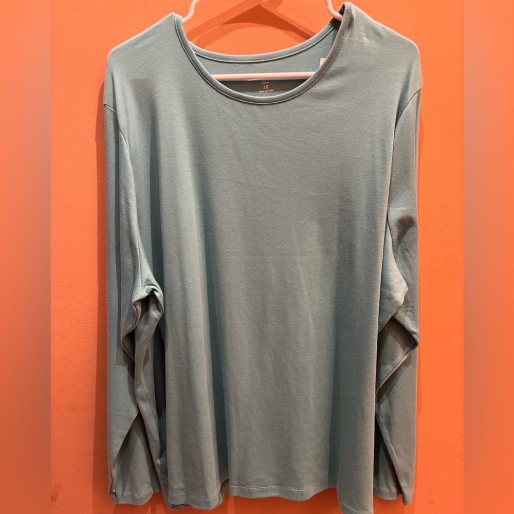 Croft and Barrow Size 3X Light Blue Long Sleeve Top NWT